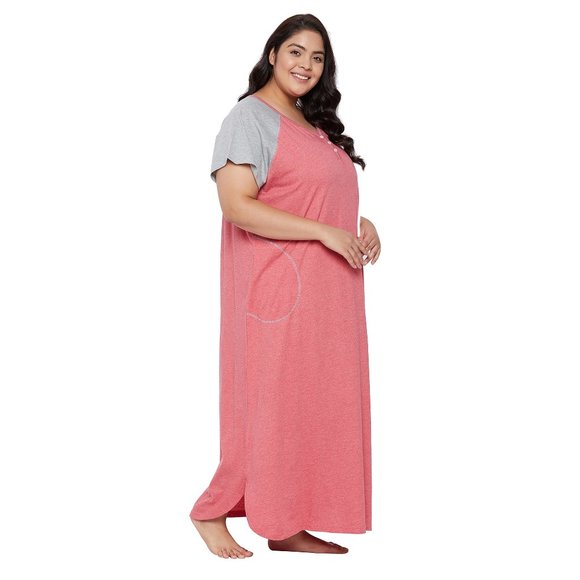 Gypsie blu Women Cotton Nighty Lounge Dress Comfortable Maxi Dresses with Sleeve - Picture 3 of 7